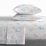 Saturday Park Ombre Butterflies Full Sheet Set - 4 Piece 100% Organic Cotton Sheets - GOTS & Oeko-TE