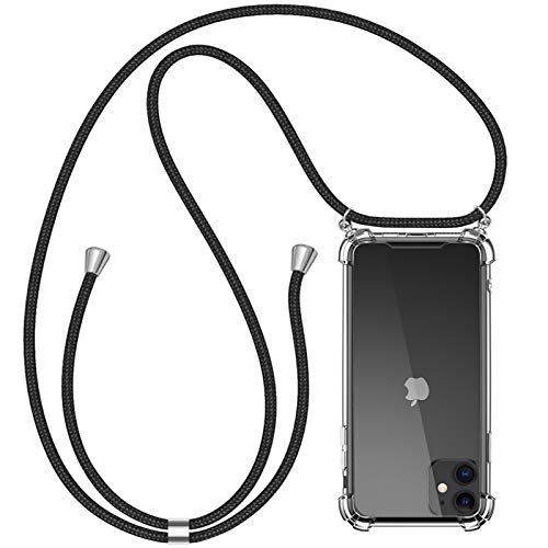 opamoo Funda con Cuerda para iPhone 11, Carcasa TPU Transparente Suave iPhone 11 Silicona Casecon Correa Colgante Ajustabl Manos Libres Collar Correa de Cuello Funda para iPhone 11-6.1"