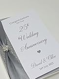 25th Wedding Anniversary Card - Silver 25 Year Twenty Fifth Anniversary Luxury Greeting Card, Personalised Gift for Wife, Husband, Couple, Friends - A5 Card - 20 Colours to Choose - Image 3