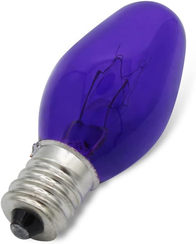 lumenivo 7 Watt Purple Incandescent C7 Colored Night Light Bulb 7W C7 Purple Christmas Village Light Bulbs - Candelabra Base Bulb for Window Candle, Decorative Light Replacements - 120V - 4 Pack