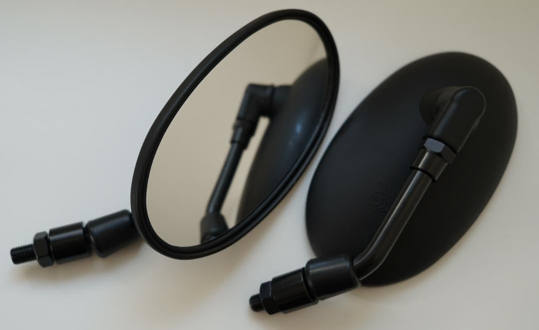 10mm バイクミラー ブラック 正ネジ 左右セット ラウンド 黒 ＋Ｋ