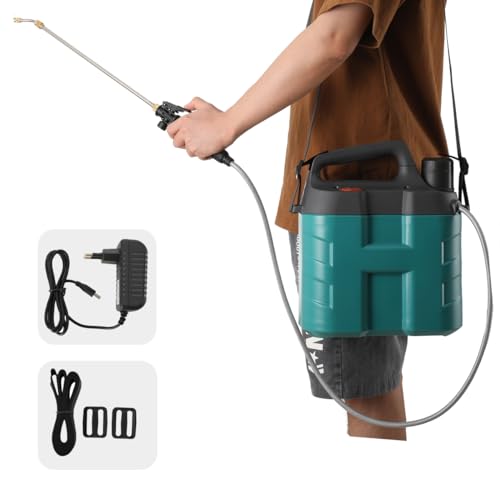 COYWEH Akku Drucksprüher inkl. Li-Ion Batterie und Ladegerät - 8 Liter - Gartenspritze für Garten/Weingut/Rasen, mit 52 cm Edelstahl Sprühlanze, 1m Schlauch，Unkrautspritze mit Messingdüse