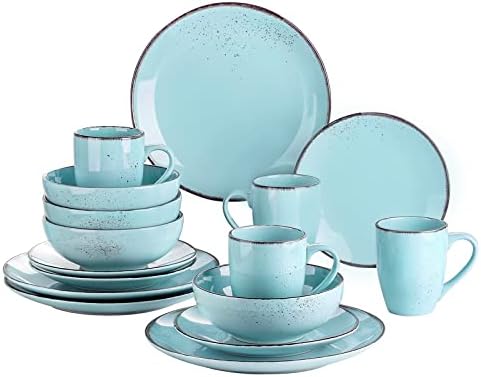 vancasso Navia Tropical Dinner Set, Stoneware Vintage Look Multicolored Dinnerware Tableware, 16 Pieces Dinner Service Set for 4, Include Dinner Plate, Dessert Plate, Cereal Bowl and Mug