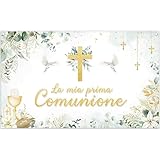 Luminora 1,8x1,1 m Sfondo per la mia Prima Comunione croce dorata Dio ti benedica tonalità neutre per battesimo baby shower decorazioni per …