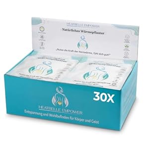 Heatbelle Empower® – Selbstklebende Wärmepflaster für Periode, Rücken, Nacken, Schulter, Menstruationsschmerzen, Periodenkrämpfe, Muskelkater – 12h Tiefenwärme – 10er oder 30er Box