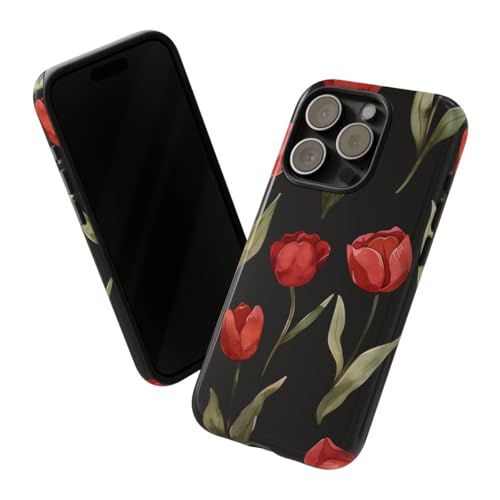 Coque iPhone 15 Pro tulipe rouge protégez votre écran des chutes - 2