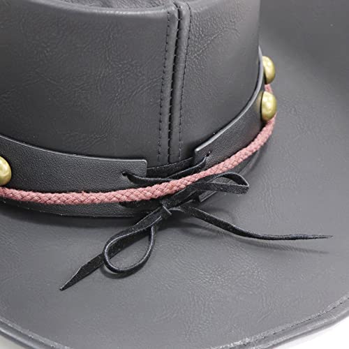 Chapéu de caubói decorado com rebites de couro durável capleather chapéus de couro Outback chapéus o