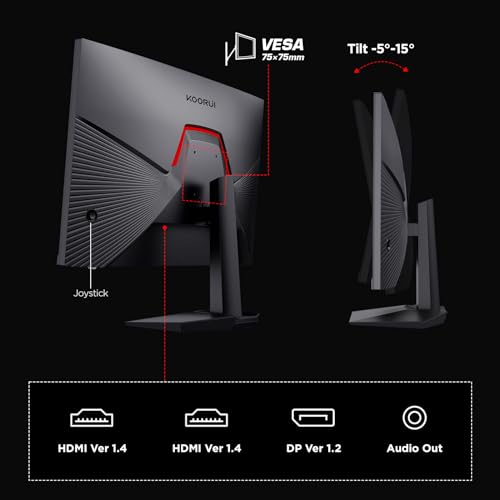 KOORUI Gaming Monitor, 24.5 Zoll PC Monitor Full HD Rahmenlos Bildschirm, HDMI 144Hz, DisplayPort 180Hz, (1ms, VA, Eye-Care, 1920 x 1080, Adpitive Sync, VESA 75x75) – Bild 6