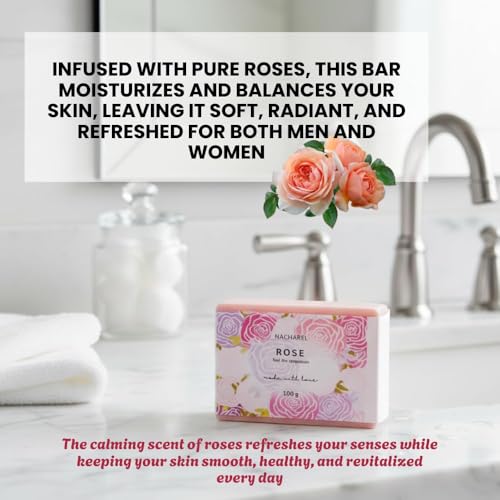 Image of Rose Soap | Pure & Gentle Bathing Bar for Glowing Skin | Nourishing & Aromatic Soaps for Men & Women | Natural Cleansing Bar For Moisturising | Soap for All Skin Types | Pack Of 6