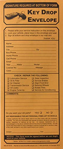 Key Drop Envelopes #7215 500 Qty. (P1)