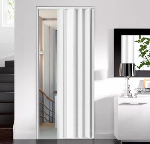 image for DIYHD 32X80in White PVC Accordion Door - Folding Closet Door with Moun
