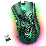 WolfLawS KM-1 Gaming Mouse, Wireless Mouse Gaming Computer Mice USB with Honeycomb Shell, 6 Programmed Buttons, 3 Adjustable DPI, Ergonomic RGB Optical Mouse - Green