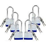 SEPOX® 6 Pcs Pack Keyed-Alike Padlock with Same Key 2Pcs Each Set, Extra Long Shackle, 1-9/16