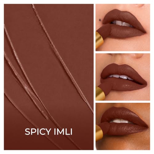 Image of LoveChild Masaba inchThe Batua inch Lipstick, Spicy Imli (Dark Brown) Rich Satin Finish Lipstick with Built-in Mirror, Hydrating, Nourishing Formula with Jojoba Oil, 4g