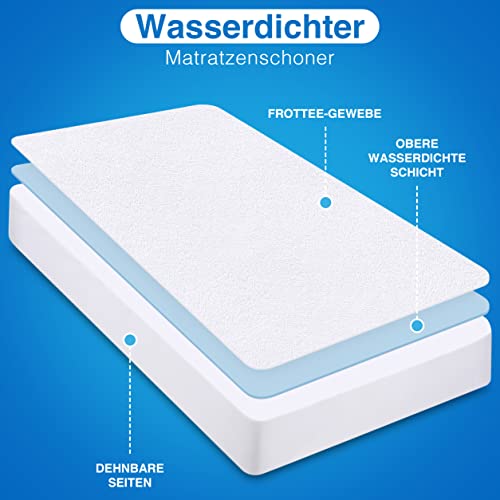 Utopia Bedding Wasserdichter Matratzenschoner 140 x 200 cm, Premium Terry Matratzenbezug 200 g/m², atmungsaktiv, rundum… – Bild 6