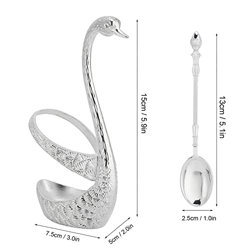 Holder Tableware Storage Stainless Steel Spoon Tableware Kit With Zinc Alloy Swan Shape Holder Storage Organizer (Silver) #TOP3