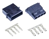 4 pines Molex macho. Shakmods Conector Molex de 4 pines macho y hembra negro con pines para fuente de alimentación de ordenador PC