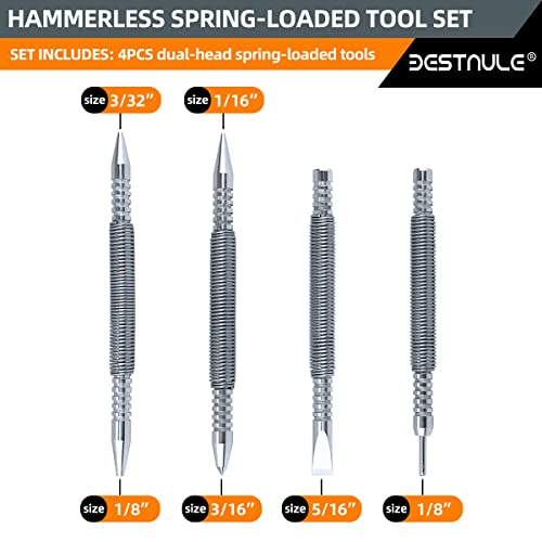 Bestnule 4-Piece Nail Setter Dual Head Nail Set & Dual Head Center Punch & Hammerless Cold Chisel & Hinge Pin Remover Punch Set, Nail Setter Features 1/8-In, 3/32-In, 3/16-In, 1/16-In, 5/16-In, 1/8-In #TOP1
