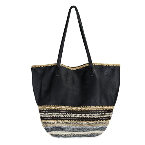 Image of The Sak Faye Tote Bag - Hand Crochet Women's Purse For Everyday & Travel - Handbag With Zipper Pocket & Shoulder Straps