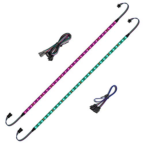 BTF-LIGHTING Bande LED RVB pour PC 2PCs 50cm pour 12V 4-Pin Headers - Compatible avec ASUS Aura Sync, Gigabyte RGB Fusion, MSI Mystic Light