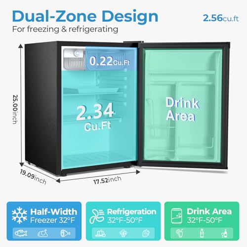 Antarctic Star 2.56 Cu.Ft. Mini Fridge with Freezer, Small Refrigerators with Adjustable Thermostat, Low Noise, Energy Saving, Compact Refrigerators for College Dorm, Office, Bedroom, Stainless Steel on Fridge.com