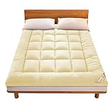 Cubrecolchón de relleno suave – Colchón de terciopelo suave para tatami, cubrecolchón de cama Tatami, almohadilla de colchón de terciopelo esponjoso con correas, correas antideslizantes para cama