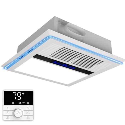 4-in-1 Bathroom Fan with Heater Light Wall Control