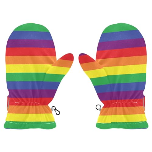Augenstern Kids Winter Warm Gloves Lgbt-rainbow-pride-stripes Unisex Lined Fleece Mittens