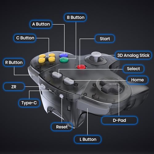 Image of 2 Pack Wireless N64 Controller Made for Switch 1 & 2, N64 Console, Wireless 2.4 GHz Receivers Compatible with Switch Online, Windows PC, macOS (Built-in Vibration) (Rechargeable) Gunmetal Grey /Gray