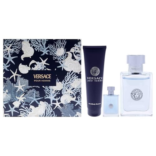 Image of Versace Pour Homme for Men - 3 Pc Gift Set 3.4oz EDT Spray, 0.17oz EDT Spray (Mini), 5oz Bath and Shower Gel
