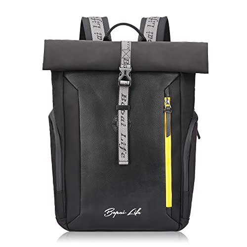 BOPai Laptop Backpack 15.6 Inch Travel Backpack for Men Lightweight Casual Daypack Backpack College Backpack Waterproof Anti Theft Backpack Large Capacity Multi-Function Backpack Roll Top Backpack