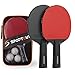Tischtennis Set, 2 Tischtennisschläger Profi, 3 Tischtennis Bälle und Tragetasche, Ping Pang Set Ideal für Anfänger, Familien und Profis
