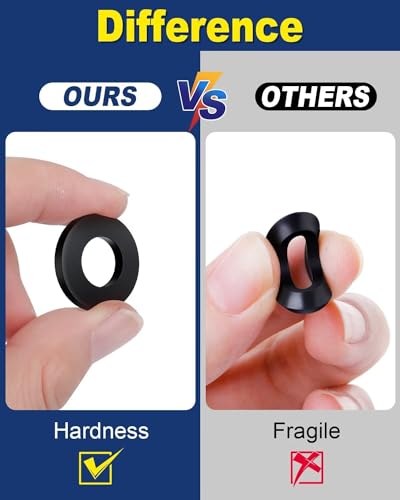 500 Stück Unterlegscheiben Kunststoff, Leryati Unterlegscheiben Schwarz Nylon Distanzhülsen, Kunststoffscheiben Sortiment Distanzscheiben 8 Größen Unterlegscheiben Set- M2/M2.5/M3/M4/M5/M6/M8/M10