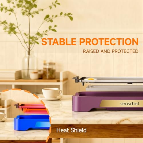 Image of Cleansnap Everyday Electric Griddle, Great Gift for Family Feasts - 20 inch Nonstick Grill with Foldable Anti-Mess Shield, Rapid 1700W Heat & PPG Ceramic Coating, Dishwasher Safe, Twilight Purple