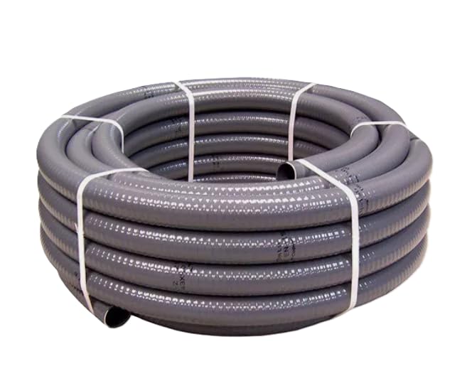Manguera de PVC de 50 mm de diámetro exterior, flexible, manguera de presión de 6 metros, tubo de presión en gris, manguera adhesiva robusta para piscina, estanque y piscina de hasta 6 bar, resistente
