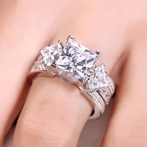Jeulia 4.1 Carat Bridal Ring Sets for Women Princess Cut Engagement Rings Sterling Silver Wedding Band Interchangeable Rings Promise Anniversary with Jewelry Box3