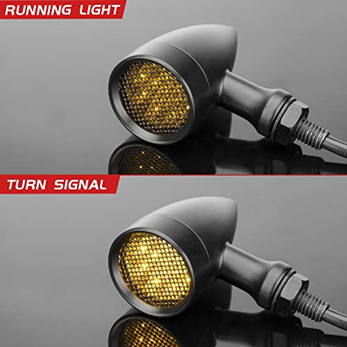 Hazawa Led Bullet Turn Signals Lights Motorcycle Front Rear Indicator Universal Blinkers Compatible For Harley Davidson Cruiser Iron Softail Street Bike Honda Shadow Kawasaki Vulcan（A#Black&Amber） #TOP1