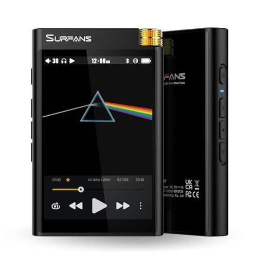 Surfans F28 (128GB) HiFi MP3 Player, Duale ESS9018 DAC-Chips,Bluetooth5.2 LDAC/aptX HD, 4.4mm Balanced-Ausgang,3.5' Touchscreen (320x480 IPS),128GB intern + erweiterbar auf 512GB