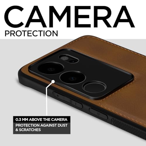 Image of Pikkme Vivo V29 / V29 Pro 5G Back Cover | Flexible Pu Leather | Full Camera Protection | Raised Edges | Super Soft-Touch | Bumper Case for Vivo V29 / V29 Pro 5G (Brown)