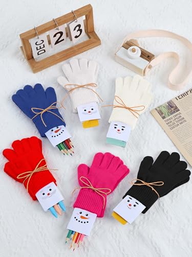 Image of Cooraby 12 Pairs Kid's Winter Magic Gloves Children Stretchy Warm Magic Gloves Boys or Girls Knit Gloves for 6-12 Years