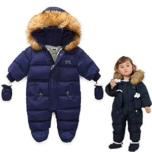 XIFAMNIY Baby Winter Snowsuit Coat Romper Outwear Hooded Footie Toddler