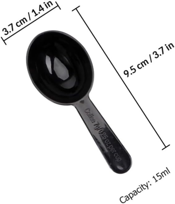 BESPORTBLE 50pcs Black Plastic Coffee Measure Spoons 15ml Portable Scoop Set for Coffee Beans, Tea, Milk Powder Convenient Kitchen Measuring Scoops for Canisters