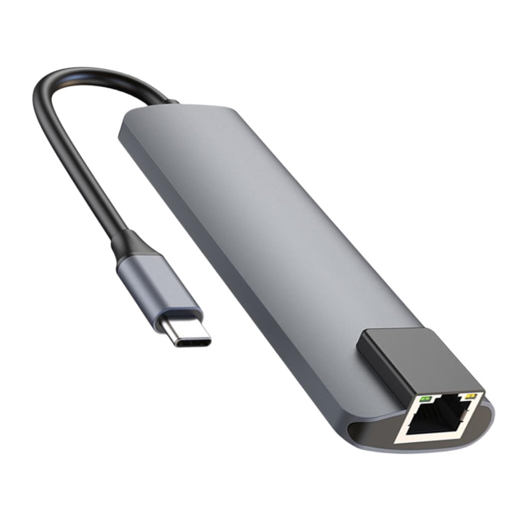 Hub Type C 5 in 1 in Metallo con Porta Pd e Rete Argento