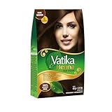 Dabur Vatika Henna Dark Brown Hair Colour Powder - 60g(6 x 10g Sachets),Goodness of Natural Henna, 100% Ammonia-Free & Grey Coverage, Protects & Gives Shine