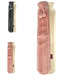 Ram®Extra Long Lilac Hot Water Bottle with Faux Fur Cosy Cover Extra Long Hot Water Bottle Covered with a Cover Made from a Super Soft Cover 72CM