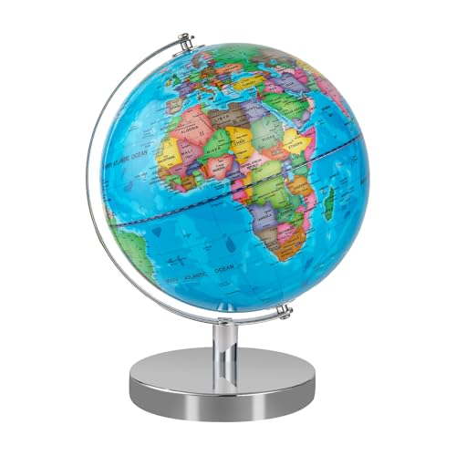 Eolivees 9'' Globe for Children World Globe with Stand Rewritable Easy-Read High Clear Map Earth Globes for Adults, Educational Interactive Globes for Kids Learning STEM Toy Present for 3+ Years Old