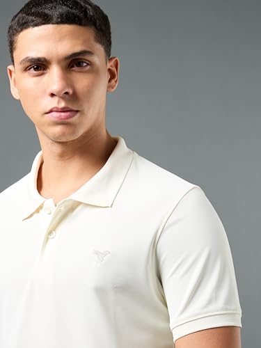 Image of TECHNOSPORT Men's Solid Slim Fit Polo Collar T-Shirt MATPIQ Half Sleeve Button Polyester for Gym Running Workout UPF50+ Anti Odour