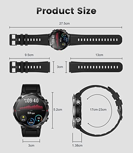 Smartwatch Men Outdoor Military Activity Fitness Tracker Bluetooth Answer Calls Voice Chat 600 mAh 1.6" Big Touchscreen Heart Rate Sleep Monitor Black Silicone Smart Watch Male for iPhone and Android