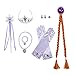 Princesse Dress Up Girls Accessoires Ensemble Gants Win Gants Perruque Collier Bracelet Boucles D'oreilles Bague Bijoux Jouets Princess Jouets Pour Baby Girl Violet 8pcs