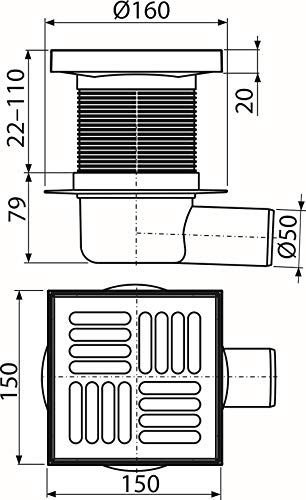 Bodenablauf 150x50 Horizontal Edelstahl Dusche Badewannenablauf